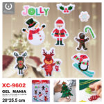 9 Adesivi in gel per decorazioni natalizie forme personaggi natalizi dimensione 20x25,5cm ideale da attaccare su finestre e vetrine