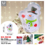 Adesivo Natalizio in gel a forma di pupazzo di neve con illuminazione LED dimensioni 10x15cm