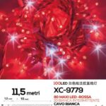 Catena 100 MAXI LED luce rossa e  flash bianco intermittente ,cavo bianco, collegabile