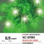 Catena 100 MAXI LED luce verde e  flash bianco intermittente ,cavo bianco, collegabile