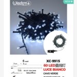 Catena luminosa 60 LED luce bianca da 6 metri con 8 giochi di luce ip44 per uso interno esterno