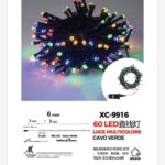 Catena luminosa 60 LED luce multicolor da 6 metri con 8 giochi di luce ip44 per uso interno esterno