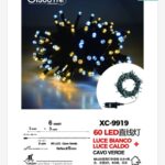 Catena luminosa 60 LED luce bianca+calda da 6 metri con 8 giochi di luce ip44 per uso interno esterno