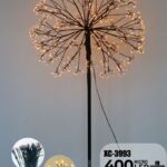 Lampada da terra  a forma di Dente di Leone filo in ferro Nero da 400 LED color Ambra,  H 60 cm