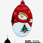 Pendente Natalizio in legno Pupazzo di neve da appendere fuori la porta dimensioni 40x24cm