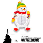 Set da 6 palloncini natalizi a forma pupazzo di neve ideale per addobbi dimensione 30x50cm