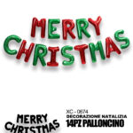 Palloncini decorazione natalizia 14 pezzi con scritta merry christmas ideale per addobbi dimensione 16cm