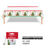 Tovaglia Natalizia monouso con Albero e scritte materiale pvc dimensioni 137x182cm