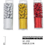 Set fiocchi decorativi natalizi con brillantini dimensioni 5,8x5,8cm