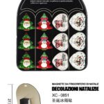 Set 16 pezzi calamite natalizie decorative in vetro Babbo natale+pupazzo di neve per frigorifero dimensioni 5x5cm