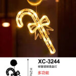 Decorazione luminosa a LED luce calda forma bastoncino di zucchero natalizio con ventosa per fissaggio su vetri e finestre alimentazione a batterie (non incluse) dimensioni 9x21cm