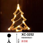 Decorazione luminosa a LED luce calda forma albero natalizio con ventosa per fissaggio su vetri e finestre alimentazione a batterie (non incluse) dimensioni 18x20cm