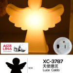 Lampada decorativa da tavolo a LED luce calda forma angelo natalizio alimentazione a batterie (incluse) dimensioni 8,5x9cm funzione timer on/off