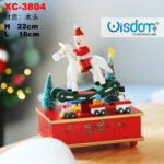 Carillon natalizio in legno cavallo a dondolo e Babbo Natale dimensioni 22x16cm