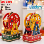 Carillon natalizio rotante in legno a forma di mulino a vento dimensioni 24x16cm