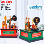 Carillon natalizio rotante in legno a forma di grammofano dimensioni 17x12cm