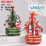 Carillon natalizio rotante in legno a forma di albero di natale dimensioni 22,5x10cm