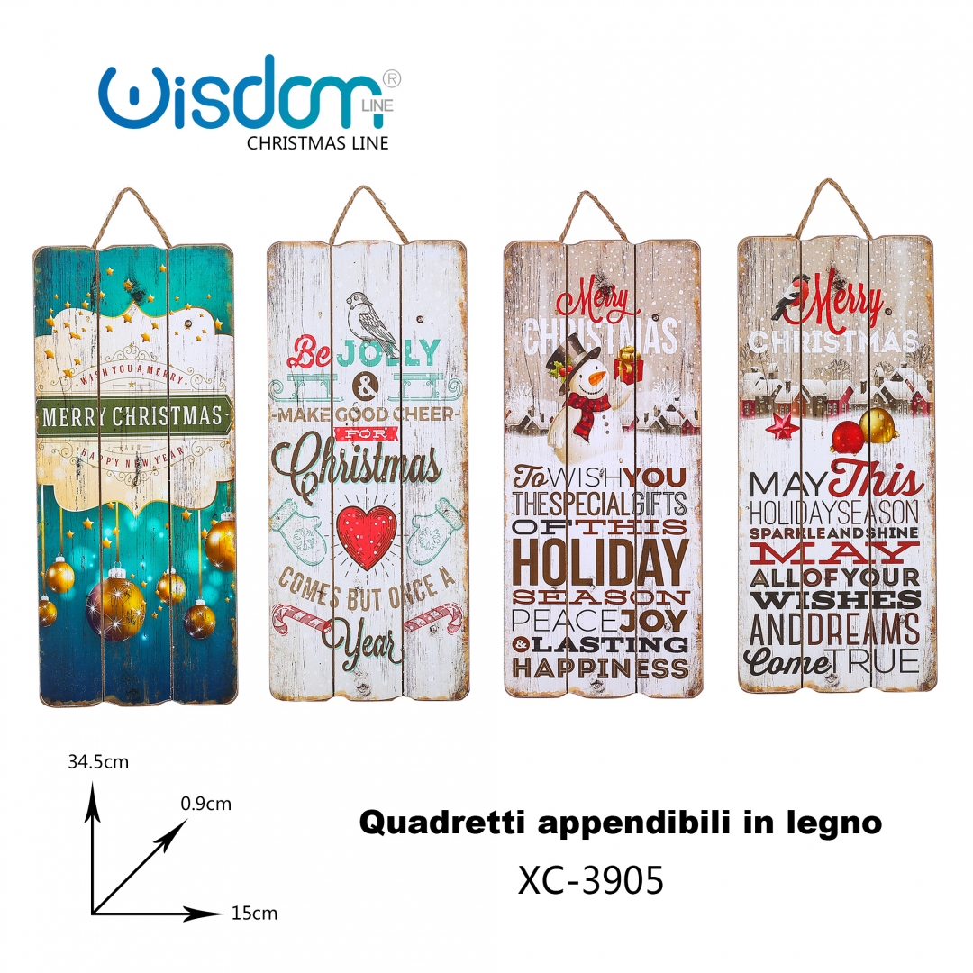 XC-3905 Quadretti appendibili Natalizi in legno vari modelli disponibili dimensioni 34,5x15cm - immagine 1
