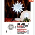 Puntale luminoso a forma fiocco di neve per albero di Natale luce 24 LED bianca fissa dimensione 22,5cmH alimentazione a batteria