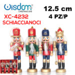 Set 4 mini schiaccianoci decorativi natalizi in legno altezza 12,5cmH