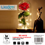 Campana di vetro con rosa rossa 20 micro LED luce calda alimentazione a batterie (non incluse)