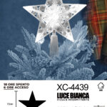 Puntale luminoso a stella per albero di Natale a LED con luce bianca fissa e intermittente dimensioni 15x30cm alimentazione a batteria