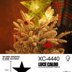 Puntale luminoso a stella per albero di Natale a LED con luce calda fissa e intermittente dimensioni 15x30cm alimentazione a batteria