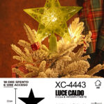 Puntale luminoso a stella per albero di Natale a LED con luce calda fissa e intermittente dimensioni 22x30cm alimentazione a batteria