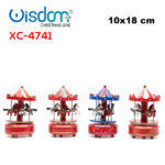 Carillon natalizio giostra in legno cavalli che ruotano 4 colori disponibili dimensione 10x18cm