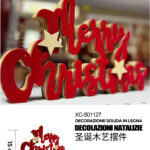 Decorazione Natalizia in legno con scritta Merry Christmas dimensioni 15x25cm