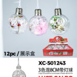 Set 12 palline decorative natalizie in plastica sfondi paesaggi luce LED calda diametro 8cm