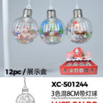 Set 12 palline decorative natalizie in plastica con Babbo Natale luce LED calda diametro 8cm