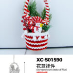 Ciondolo natalizio a forma di cestino con pupazzo di neve adatto per alberi o porte dimensioni 8x18cm