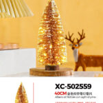 Albero di Natale decorativo dorato con luci LED calda e base in legno dimensioni 40cmH