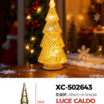 Lampada decorativa da tavolo LED luce calda forma albero di natale glitterato alimentazione a batterie (non incluse) dimensioni 8x23cm