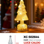 Lampada decorativa da tavolo LED luce calda forma albero di natale glitterato alimentazione a batterie (non incluse) dimensioni 14x35cm