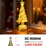 Lampada decorativa da tavolo LED luce calda forma albero di natale glitterato alimentazione a batterie (non incluse) dimensioni 10x24cm