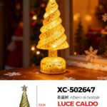 Lampada decorativa da tavolo LED luce calda forma albero di natale glitterato alimentazione a batterie (non incluse) dimensioni 13x33cm