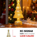 Lampada decorativa da tavolo LED luce calda forma albero di natale glitterato alimentazione a batterie (non incluse) dimensioni 10x24cm