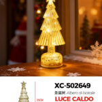 Lampada decorativa da tavolo LED luce calda forma albero di natale glitterato alimentazione a batterie (non incluse) dimensioni 14x35cm