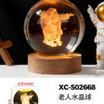 Lampada decorativa sfera cristallo 6cm da tavolo con incisione laser babbo natale illuminazione a LED luce calda alimentazione usb