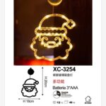 Decorazione luminosa a LED luce calda forma babbo natale con ventosa per fissaggio su vetri e finestre alimentazione a batterie (non incluse) dimensioni 18x20cm