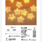 Pendente luminoso Natalizio 2,3 metri a forma di stelline luminose 10 LED REFLEX luce calda alimentazione a batterie (non incluse) uso interno