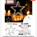 Lampada decorativa da tavolo in 3D con struttura in ferro 40 LED luce calda forma stella natalizia alimentazione a batterie (non incluse) dimensioni 15x22cm funzione timer on/off