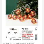 Pendente luminoso Natalizio 2,25 metri a forma di dischi luminosi 10 LED REFLEX luce calda alimentazione a batterie (non incluse) uso interno