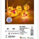 Pendente luminoso Natalizio 1,5 metri a forma di sfere luminose 10 LED REFLEX luce calda alimentazione a batterie (non incluse) uso interno