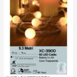 Pendente luminoso Natalizio 9,3 metri a forma di perle luminose 60 LED luce calda alimentazione a batterie (non incluse) uso interno/esterno