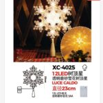 Puntale luminoso a forma fiocco di neve per albero di Natale luce 12 LED calda fissa dimensione 23cmH alimentazione a batteria