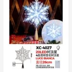 Puntale luminoso a forma fiocco di neve per albero di Natale luce 20 LED bianca fissa dimensione 26cmH alimentazione a batteria