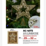 Puntale per albero natalizio a forma di stella spirale color oro dimensione 25x32cm